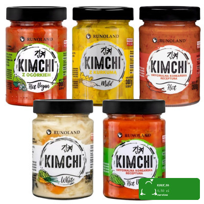 Runoland KIMCHI MIX ZESTAW 5szt kapusta pekińska RÓŻNE RODZAJE 1,5kg