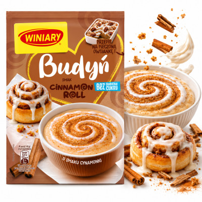 Winiary BUDYŃ CINNAMON ROLL o smaku MAŚLANEJ CYNAMONKI BEZ DODATK CUKRU 35G