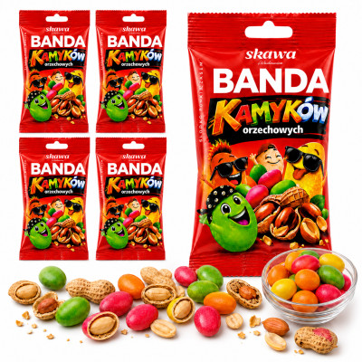 Skawa BANDA KAMYKÓW ORZECHOWYCH DRAŻE KAMYKI ORZECHOWE 70G x5 = 0,35KG !