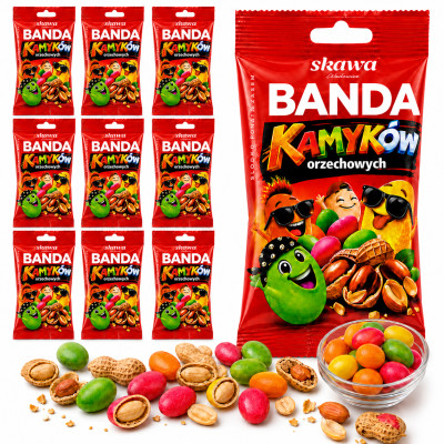 Skawa BANDA KAMYKÓW ORZECHOWYCH DRAŻE KAMYKI ORZECHOWE 70G x10 = 0,7KG !