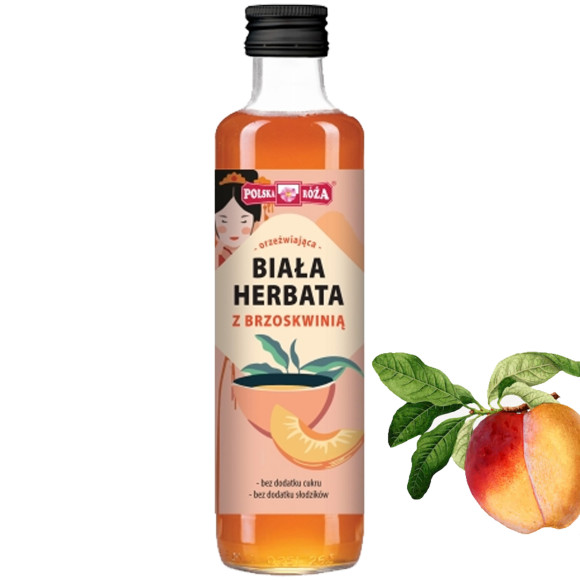 Polska Róża orzeźwiająca BIAŁA HERBATA Z BRZOSKWINIĄ 250ml bez cukru x5szt