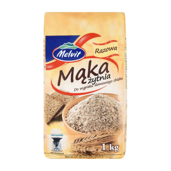 Melvit MĄKA ŻYTNIA RAZOWA 1KG PEŁNE ZIARNO