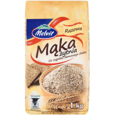Melvit MĄKA ŻYTNIA RAZOWA 1KG PEŁNE ZIARNO