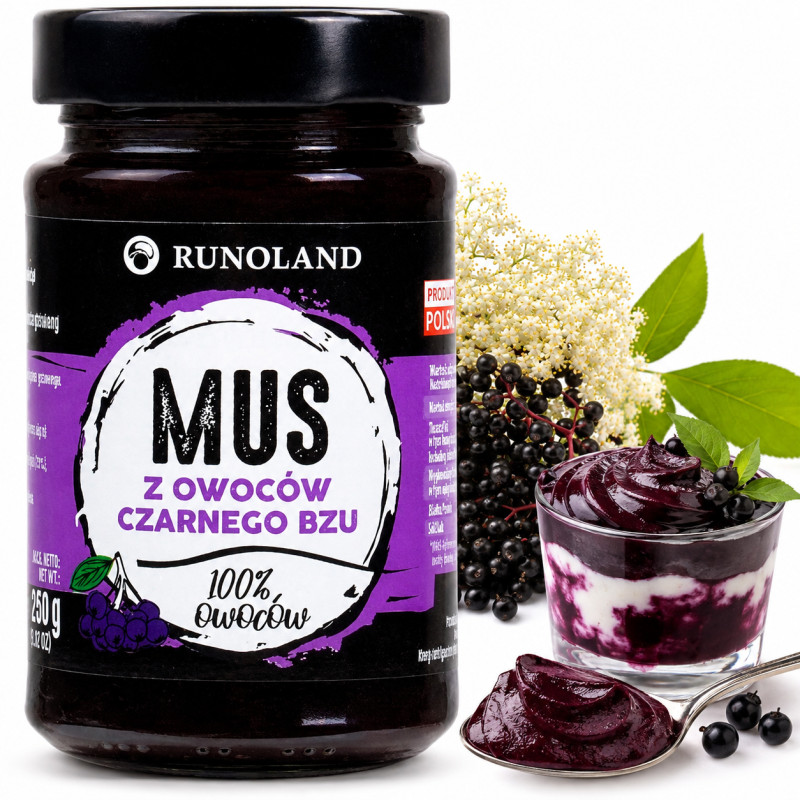 Runoland MUS z OWOCÓW CZARNEGO BZU  czarny bez 100% 250g 246ml