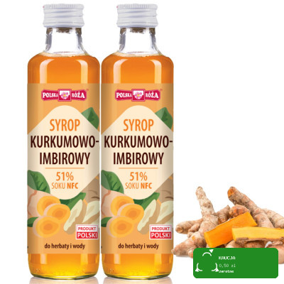 Polska Róża SYROP KURKUMOWO IMBIROWY Kurkuma Imbir do herbaty i wody 250ml 2 sztuki