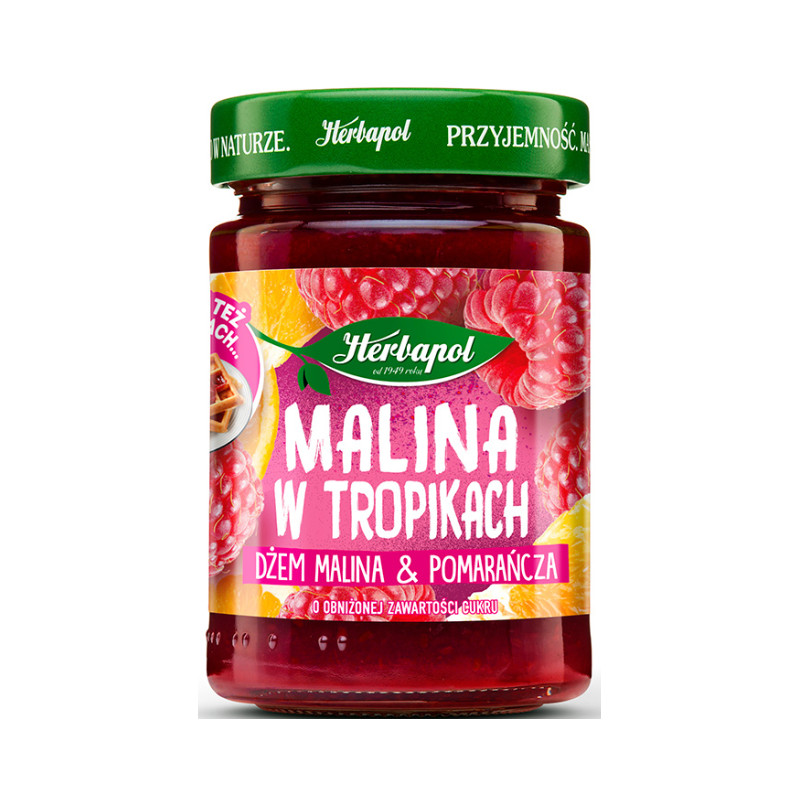 Herbapol MALINA W TROPIKACH dżem MALINA I POMARAŃCZA niskosłodzony 280G