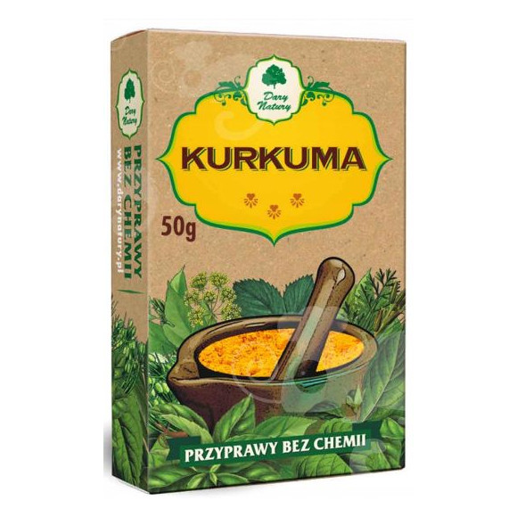 KURKUMA MIELONA 100% curcuma longa przyprawy BEZ CHEMII 50g DARY NATURY