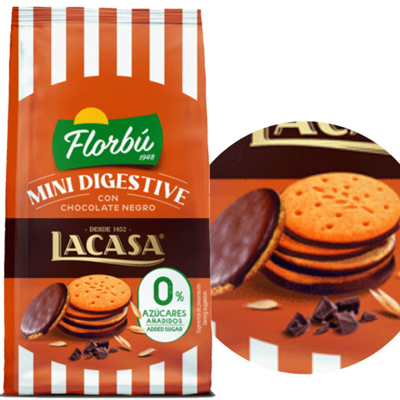 Florbu CIASTKA DIGESTIVE w polewie czekoladowej gorzkiej BEZ DODATKU CUKRU Lacasa 80g
