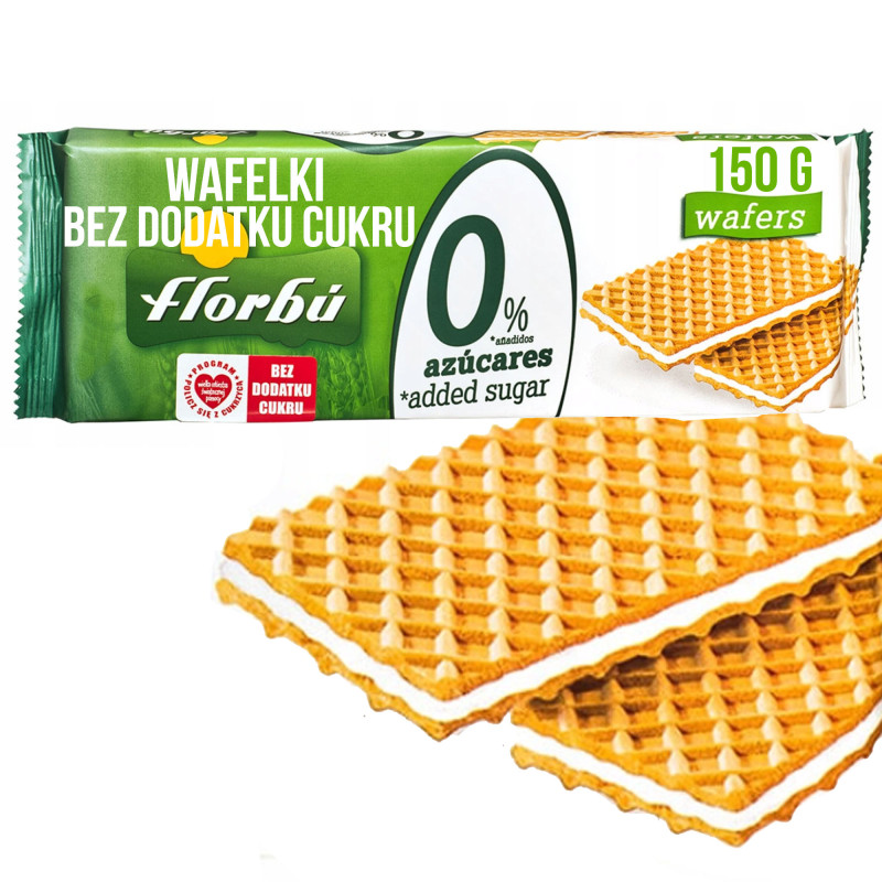 FLORBU WAFELKI ŚMIETANKOWE Z KREMEM ŚMIETANKOWYM wafle BEZ CUKRU 150g