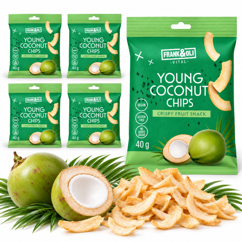 Frank&Oli YOUNG COCONUT CHIPS CHIPSY Z MŁODEGO KOKOSA 40g x5 = 0,2KG