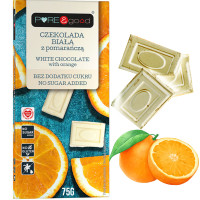 Pure&Good CZEKOLADA BIAŁA Z POMARAŃCZĄ  bez CUKRU GLUTENU 75g 
