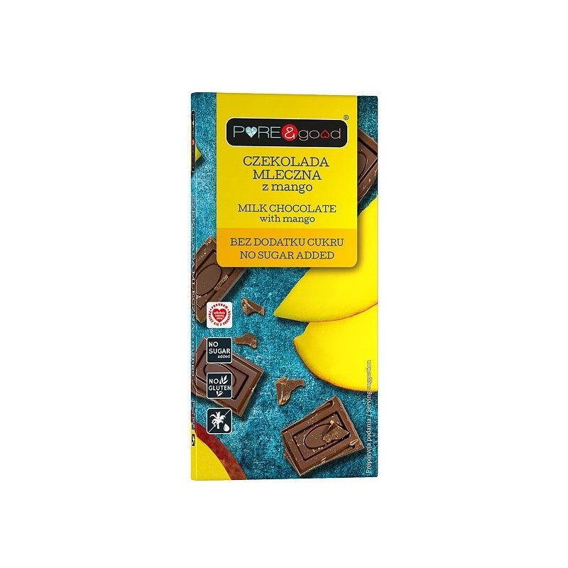 CZEKOLADA MLECZNA Z MANGO ZE STEWIĄ bez CUKRU 75g Pure&Good 