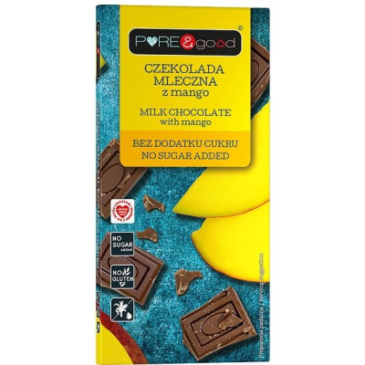CZEKOLADA MLECZNA Z MANGO ZE STEWIĄ bez CUKRU 75g Pure&Good 
