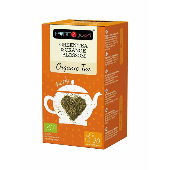 Pure&Good ZIELONA HERBATA ekologiczna GREEN TEA & ORANGE BLOSSOM 20 torebek 