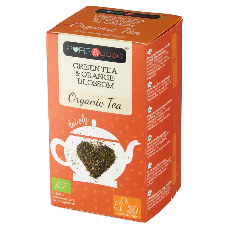 Pure&Good ZIELONA HERBATA ekologiczna GREEN TEA & ORANGE BLOSSOM 20 torebek 