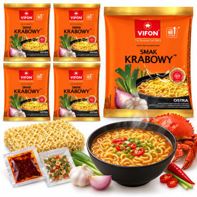 Vifon ZUPA smak KRABOWY KRABOWA OSTRA zupka chińska błyskawiczna 70g x5