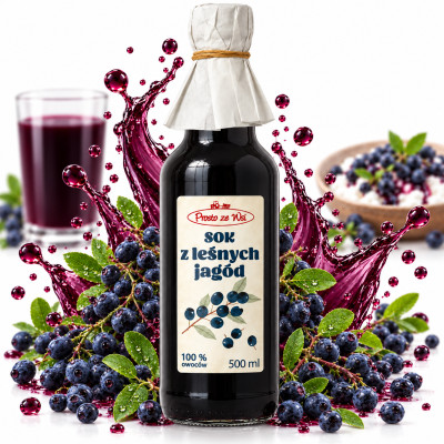 Prosto ze Wsi SOK Z JAGÓD LEŚNYCH 500ml - 100% owoców polskich jagód