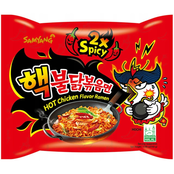 BULDAK DANIE ZUPA MAKARON KOREAŃSKI OSTRY RAMEN HOT KURCZAK 2x SPICY 130g