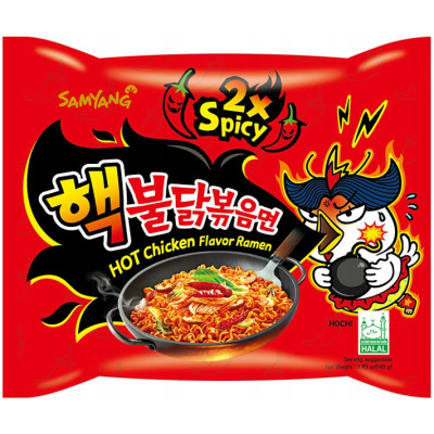 BULDAK DANIE ZUPA MAKARON KOREAŃSKI OSTRY RAMEN HOT KURCZAK 2x SPICY 130g