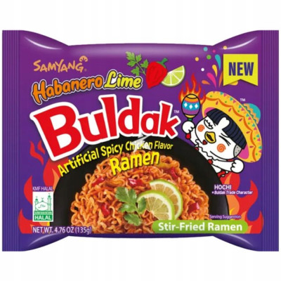 BULDAK  MAKARON KOREAŃSKI OSTRY RAMEN KURCZAK HABANERO LIME KRÓTKA DATA