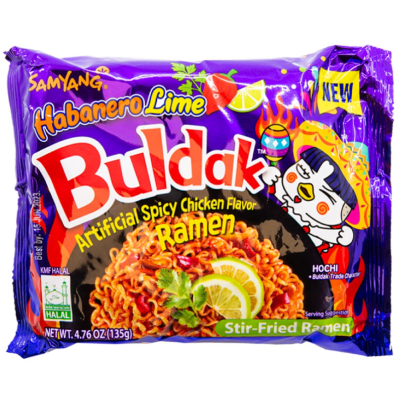 BULDAK  MAKARON KOREAŃSKI OSTRY RAMEN KURCZAK HABANERO LIME KRÓTKA DATA