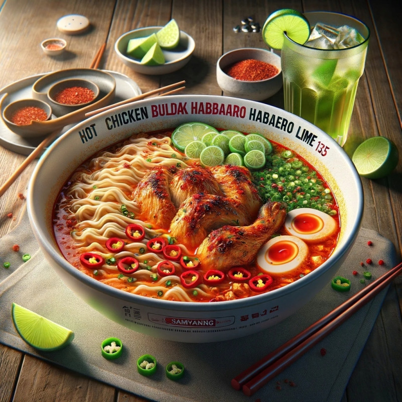 BULDAK  MAKARON KOREAŃSKI OSTRY RAMEN KURCZAK HABANERO LIME KRÓTKA DATA