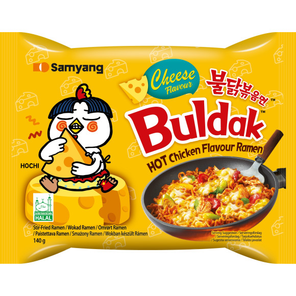 BULDAK DANIE ZUPA MAKARON KOREAŃSKI OSTRY RAMEN HOT KURCZAK SER SEROWY 140g