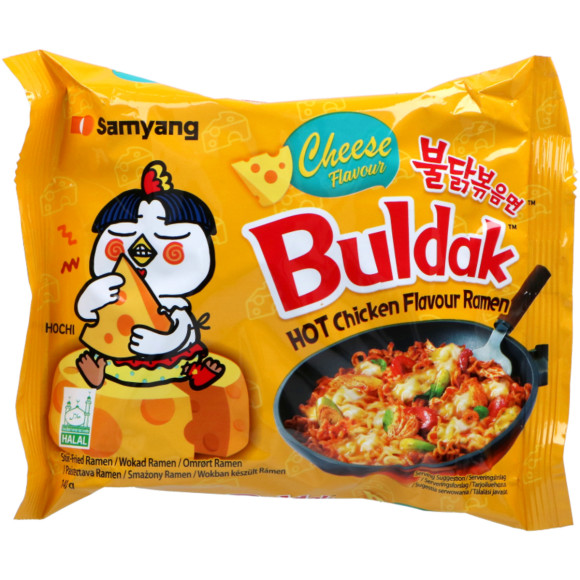 BULDAK DANIE ZUPA MAKARON KOREAŃSKI OSTRY RAMEN HOT KURCZAK SER SEROWY 140g