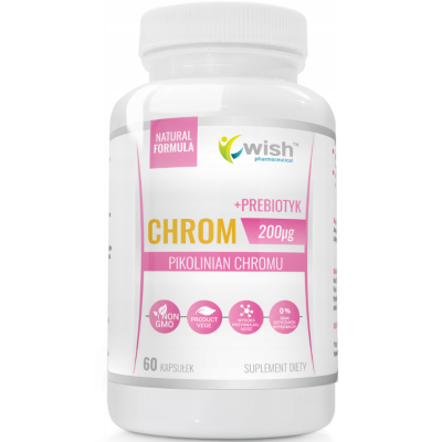 WISH Chrom Pikolinian Chromu 200mcg + Prebiotyk Produkt Vege 60 Kapsułek