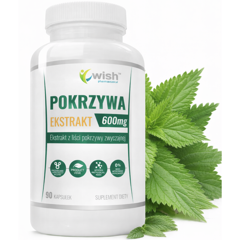 WISH POKRZYWA ZWYCZAJNA EKSTRAKT 600MG wsparcie ODPORNOŚĆ WŁOSY 90 KAPSUŁEK