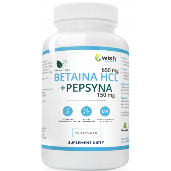 WISH BETAINA 650MG + PEPSYNA 150MG wsparcie TRAWIENIE odżywienie 90 kaps. 