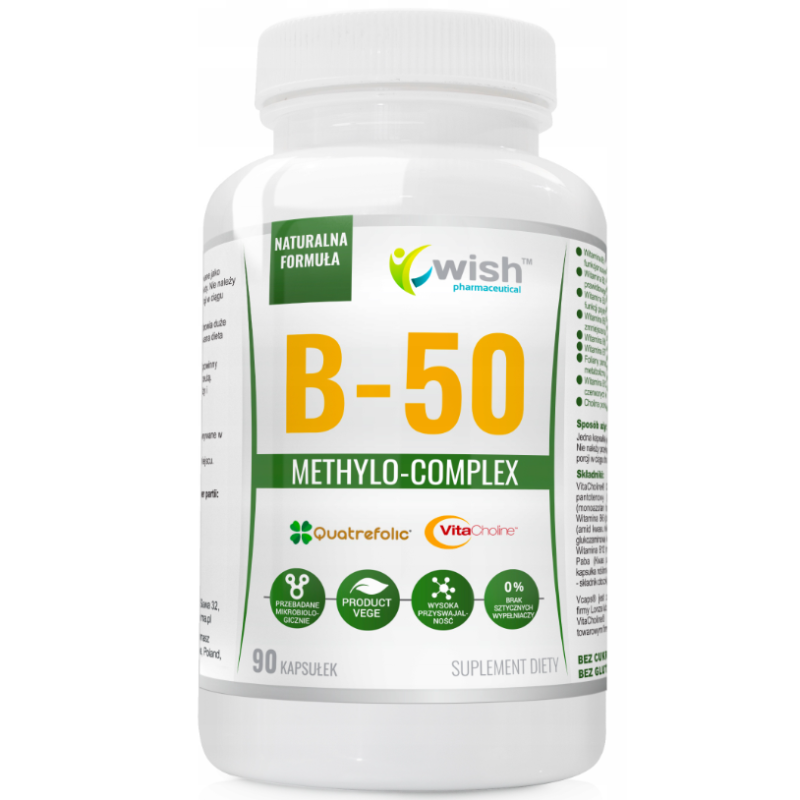 WISH Witamina B-50 COMPLEX PRAWIDŁOWY ROZWÓJ B50 metylowana 90 kaps