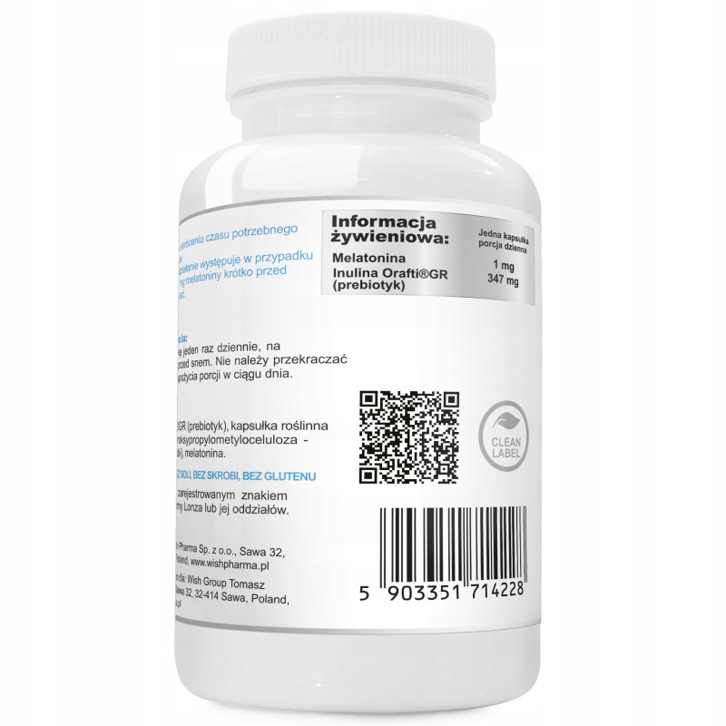 Wish MELATONINA FORTE 1MG 240 kapsułek wsparcie ZDROWY SPOKOJNY GŁEBOKI SEN