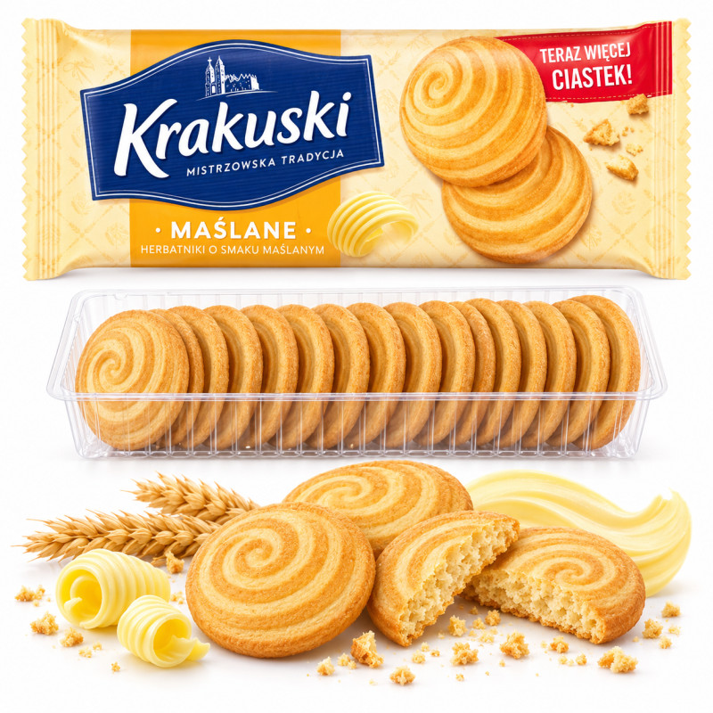 Krakuski HERBATNIKI MAŚLANE 201g wyepiekane wg wieloletnich receptur