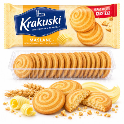 Krakuski HERBATNIKI MAŚLANE 201g wyepiekane wg wieloletnich receptur