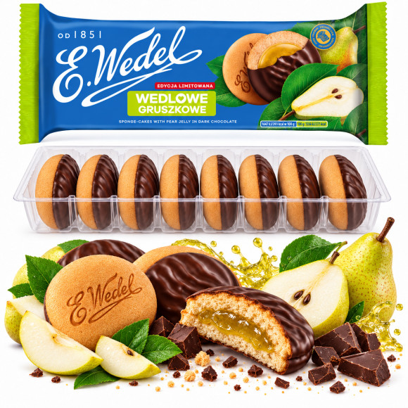 Wedel WEDLOWE GRUSZKOWE CIASTKA DELICJE BISZKOPTY Z GALARETKĄ GRUSZKOWĄ 147g