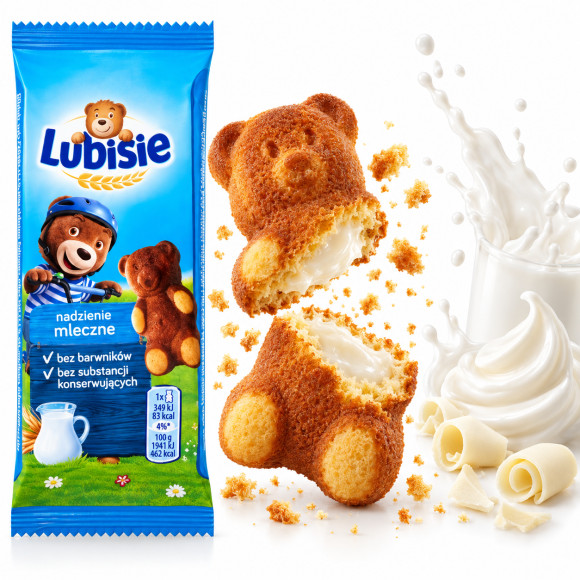 Lubisie CIASTKA MLECZNE w kształcie misia z nadzieniem MLECZNYM 30g