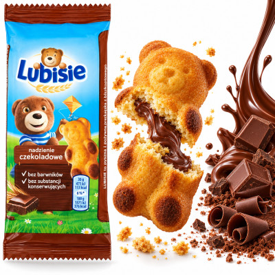 Lubisie CIASTKA CZEKOLADOWE 30g ciastko w kształcie misia z nadzieniem