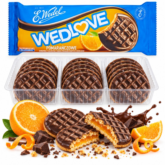 Wedel WEDLOWE CIASTKA BISZKOPTY Z GALARETKĄ POMARAŃCZOWE 147g