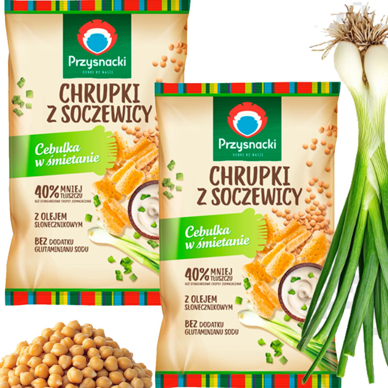 PRZYSNACKI CHRUPKI  Z SOCZEWICY CEBULKA W ŚMIETANIE lekkie 80g x2 = 160g