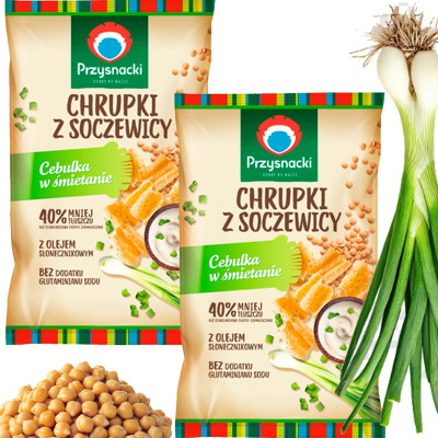 PRZYSNACKI CHRUPKI  Z SOCZEWICY CEBULKA W ŚMIETANIE lekkie 80g x2 = 160g