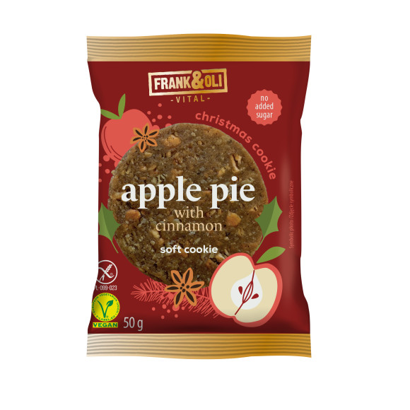 Frank&Oli WEGAŃSKIE MIĘKKIE CIASTECZKO CIASTKO APPLE PIE JABŁKO CYNAMON 50g