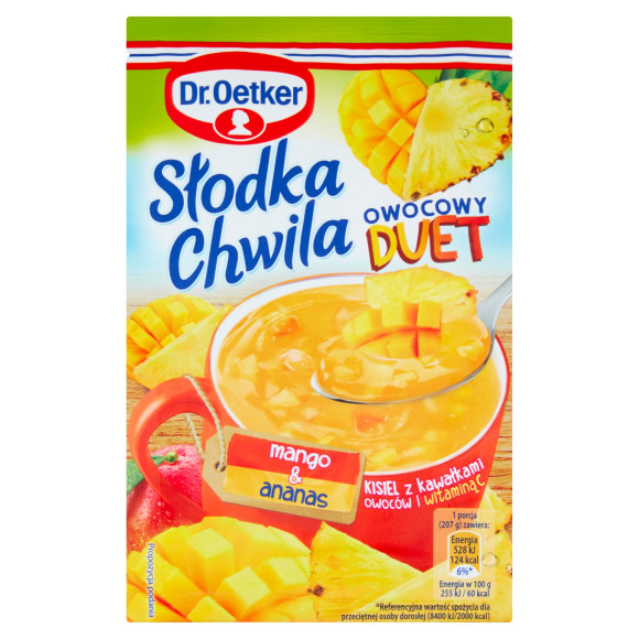 DR.OETKER - KISIEL SŁODKA CHWILA OWOCOWY DUET -MANGO ANANAS 32g KRÓTKA DATA