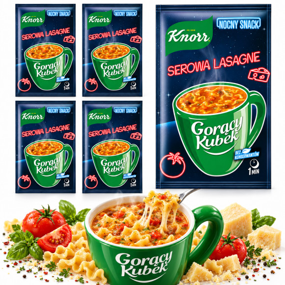 Knorr ZUPA GORĄCY KUBEK SEROWA LASAGNE 19G SASZETKA NOCNY SNACK x5