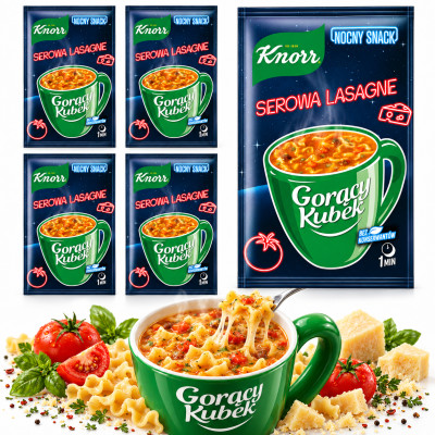 Knorr ZUPA GORĄCY KUBEK SEROWA LASAGNE 19G SASZETKA NOCNY SNACK x5
