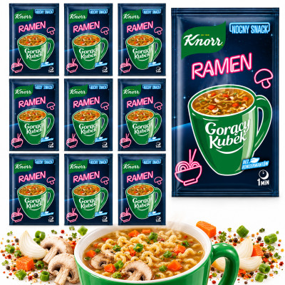 Knorr GORĄCY KUBEK ZUPA RAMEN o saku kurczaka 16g SASZETKA NOCNY SNACK x10