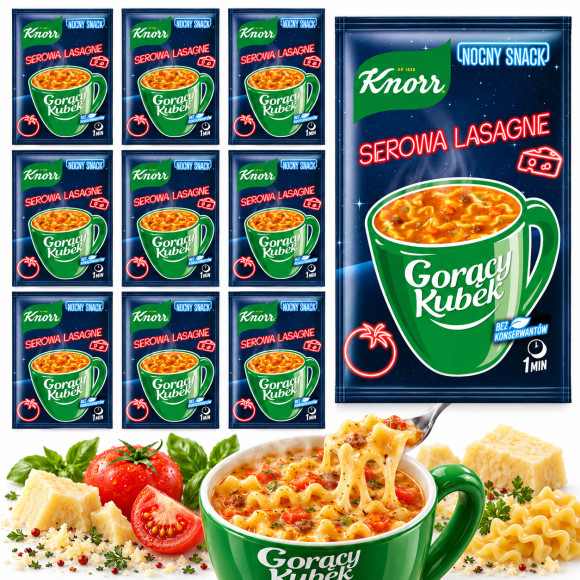 Knorr ZUPA GORĄCY KUBEK SEROWA LASAGNE 19G SASZETKA NOCNY SNACK x10