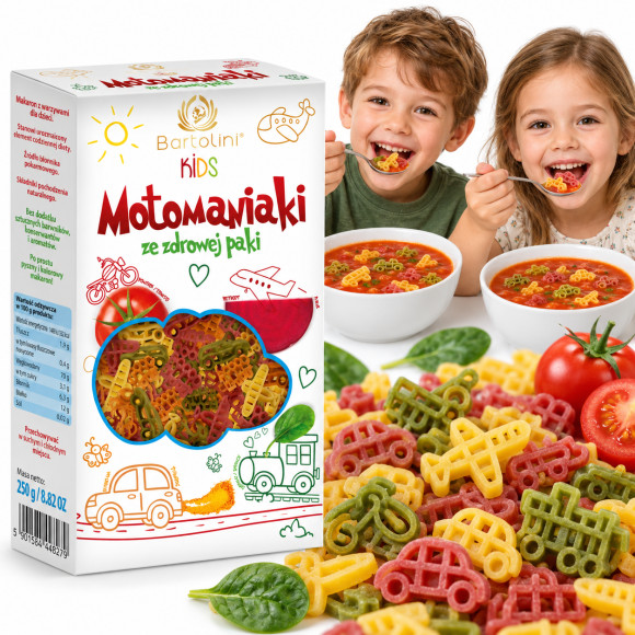 Bartolini MAKARON KIDS DLA DZIECI 250g motomaniaki pięciosmakowe