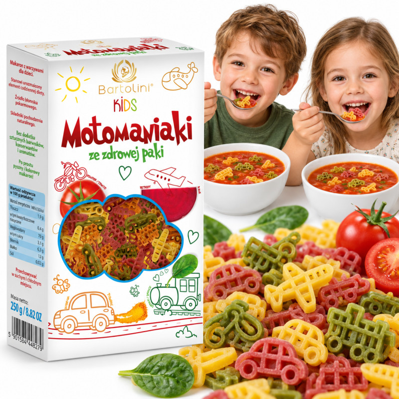 Bartolini MAKARON KIDS DLA DZIECI 250g motomaniaki pięciosmakowe