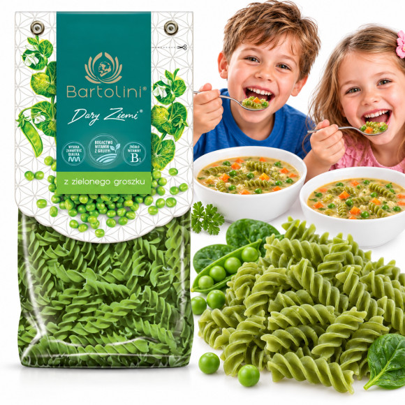 Makaron Bartolini z zielonego groszku 250g świderek nr 2